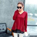 Panel Long-sleeve Knit Top
