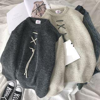 Lace-up Two-tone Sweater