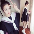 3/4-sleeve Sailor Collar Mini Dress