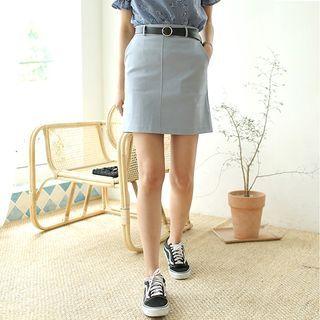 Band-waist Skirt With Belt