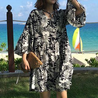 Flower Print Bell-sleeve Sundress
