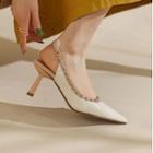 Studded Pointy-toe Slingback High-heel Sandals