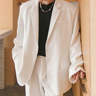 Slit Crinkled Oversized Blazer
