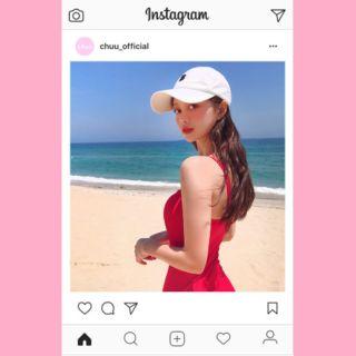 Strap-shoulder Vivid Swimsuit Red - One Size