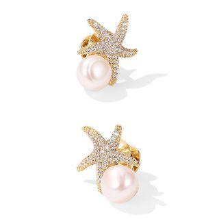 Rhinestone Starfish Faux Pearl Brooch Rhinestone Starfish Faux Pearl Brooch - One Size