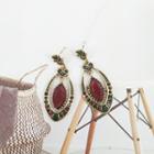 Retro Resin Dangle Earring 1 Pair - Gold & Red - One Size