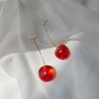Resin Cherry Dangle Earring 1 Pair - Gold & Red - One Size