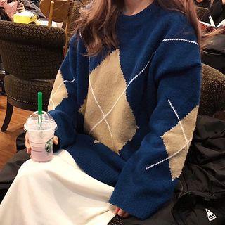 Argyle Sweater Blue - One Size
