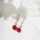 Rhinestone Drop Earring E2683 - 1 Pair - Gold & Red - One Size