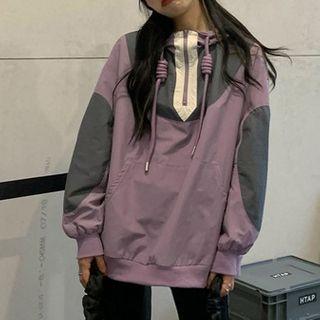 Half-zip Color Block Hoodie