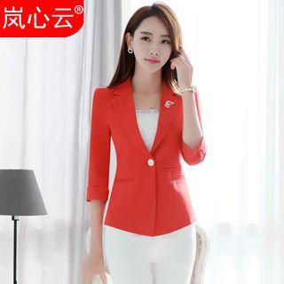 Set: 3/4 Sleeve Blazer + Plain Pants