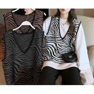 Zebra Print Vest / Long-sleeve T-shirt