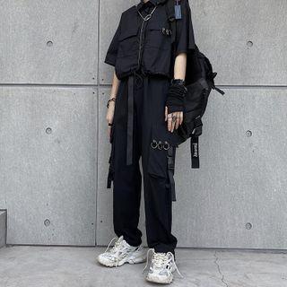 Drawstring Hem Front Pocket Shirt / Side Pocket Cargo Pants