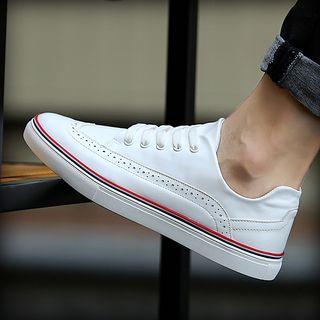 Faux-leather Lace-up Wingtip Sneakers
