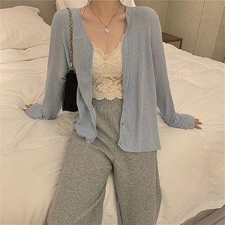 Padded Lace Bralette / Cardigan / Zip-hem Sweatpants