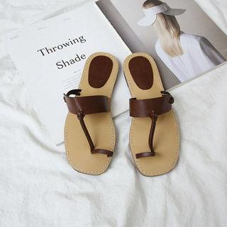 Toe-loop T-strap Slide Sandals