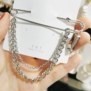 Chained Safety Pin Brooch As Shown In Figure - One Size