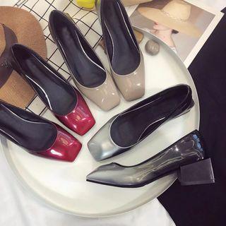 Square-toe Gradient Low-heel Pumps