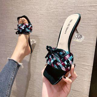 Bow Silk Woven Mules