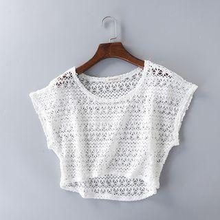 Crochet Lace Short-sleeve Crop Top