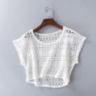 Crochet Lace Short-sleeve Crop Top