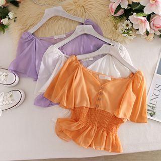 V Collar Chiffon Top