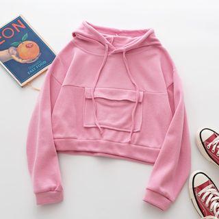 Pocket Detail Cropped Hoodie