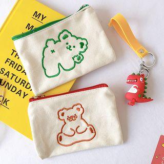 Embroidered Bear Coin Purse