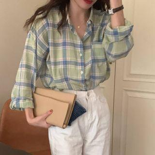 Plaid Shirt Plaid - Bright Green & Blue - One Size