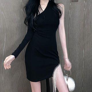 Asymmetric Open-back Sheath Dress