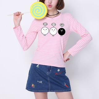 Couple Matching Printed Stripe T-shirt