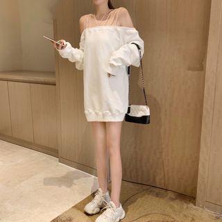 Chain-strap Loose-fit Pullover White - One Size