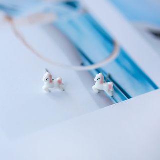 Ceramic Horse Stud Earring As Shown In Figure - One Size