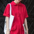 Short-sleeve Polo Dress Red - One Size