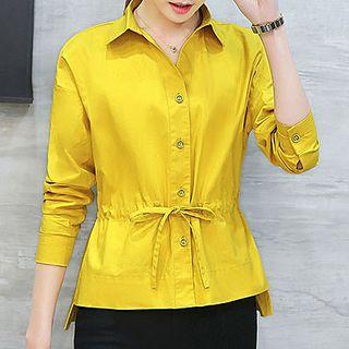 Drawstring Ruffle Blouse