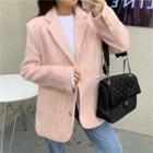 Plain Button-up Coat Pink - One Size