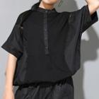 Elbow-sleeve Henley T-shirt Black - One Size