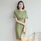 Square-neck Shirred Dress