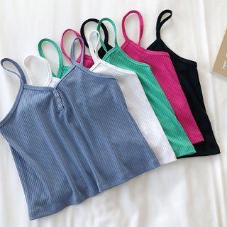V-neck Ribbed Plain Camisole Top