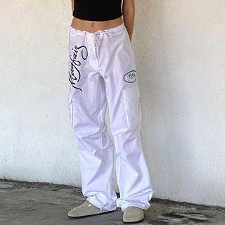 Low Rise Lettering Cargo Pants