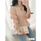 Open-placket Tie-side Blouse