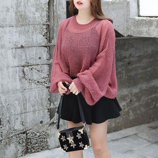 Plain Open-knit Sweater