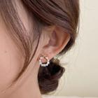 Bow Rhinestone Hoop Dangle Earring 1 Pair - Earrings - Gold - One Size