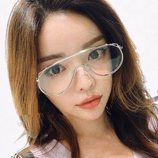 One-piece Metal Frame Eyeglasses Frame - Silver - One Size