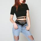 Crew-neck Buckled Cropped T-shirt