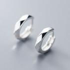 925 Sterling Silver Diamond Cut Hoop Earring 1 Pair - Huggy Earring - One Size