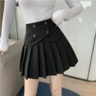 Button-up Mini Pleated Skirt
