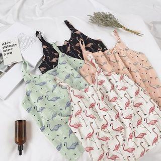 Flamingo Print Spaghetti Strap Top