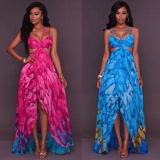 Feather Print Sundress