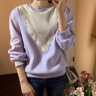 Lace-yoke Fleece-lined Pullover